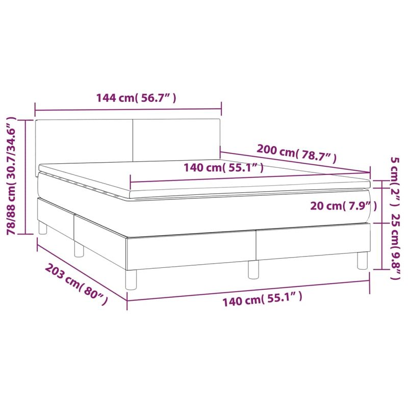 Casa si Gradina - Mobilier - Paturi si accesorii - Paturi - Pat box spring cu saltea, negru, 140x200 cm, textil - Infinity.ro
