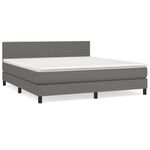 Casa si Gradina - Mobilier - Paturi si accesorii - Paturi - Pat box spring cu saltea, gri, 180x200 cm, piele ecologica - Infinity.ro