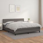 Casa si Gradina - Mobilier - Paturi si accesorii - Paturi - Pat box spring cu saltea, gri, 180x200 cm, piele ecologica - Infinity.ro