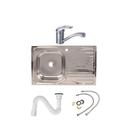 Casa si Gradina - Sanitare - Chiuveta bucatarie si accesorii - Chiuvete bucatarie - Set chiuveta bucatarie pentru masca cuva stanga 80 x 50 cm baterie tija scurta si sifon de scurgere fara preaplin - Infinity.ro