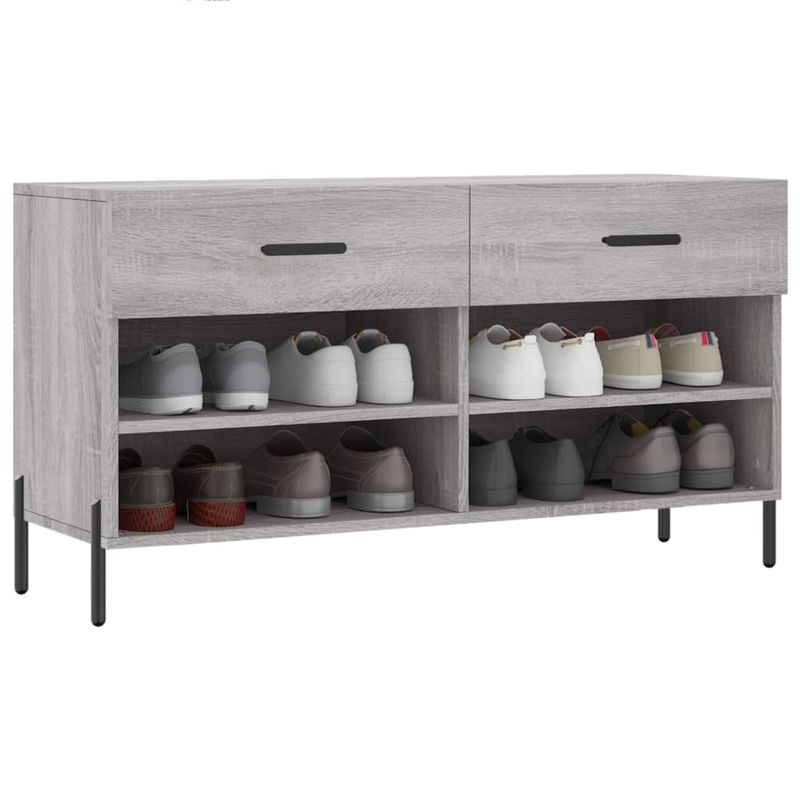 Casa si Gradina - Mobilier - Organizare si depozitare - Organizator incaltaminte - Banca de pantofi, gri sonoma, 102x35x55 cm, lemn prelucrat - Infinity.ro