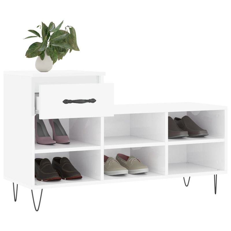Casa si Gradina - Mobilier - Organizare si depozitare - Organizator incaltaminte - Pantofar, alb extralucios, 102x36x60 cm, lemn compozit - Infinity.ro