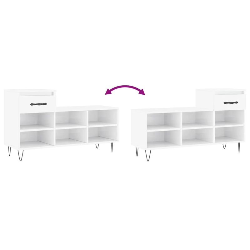 Casa si Gradina - Mobilier - Organizare si depozitare - Organizator incaltaminte - Pantofar, alb extralucios, 102x36x60 cm, lemn compozit - Infinity.ro