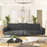 Casa si Gradina - Mobilier - Canapele si coltare - Canapele - Canapea extensibila cu 2 locuri, 2 perne, gri inchis, catifea - Infinity.ro