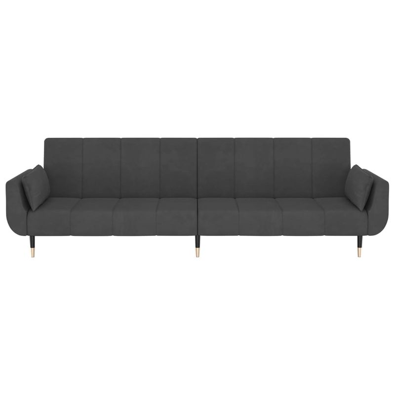 Casa si Gradina - Mobilier - Canapele si coltare - Canapele - Canapea extensibila cu 2 locuri, 2 perne, gri inchis, catifea - Infinity.ro