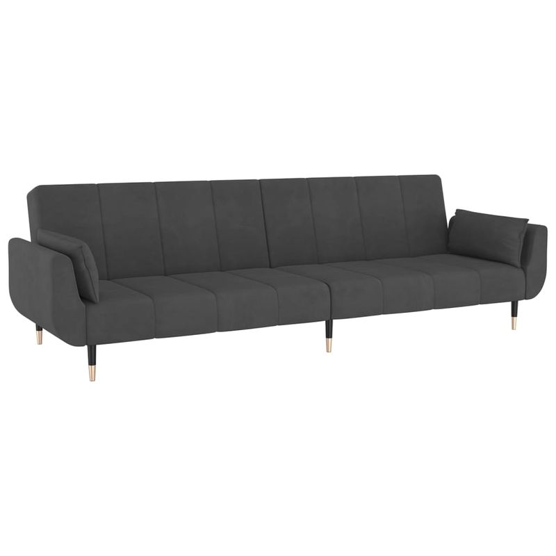 Casa si Gradina - Mobilier - Canapele si coltare - Canapele - Canapea extensibila cu 2 locuri, 2 perne, gri inchis, catifea - Infinity.ro