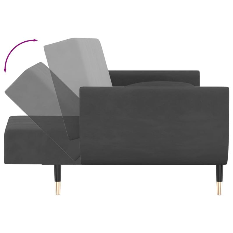 Casa si Gradina - Mobilier - Canapele si coltare - Canapele - Canapea extensibila cu 2 locuri, 2 perne, gri inchis, catifea - Infinity.ro