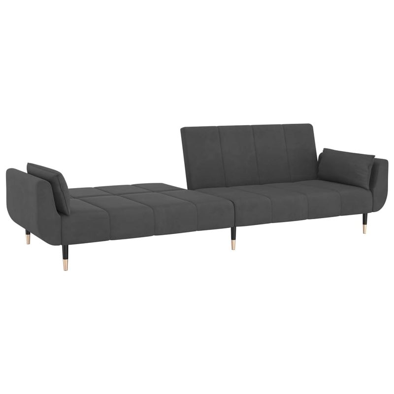 Casa si Gradina - Mobilier - Canapele si coltare - Canapele - Canapea extensibila cu 2 locuri, 2 perne, gri inchis, catifea - Infinity.ro