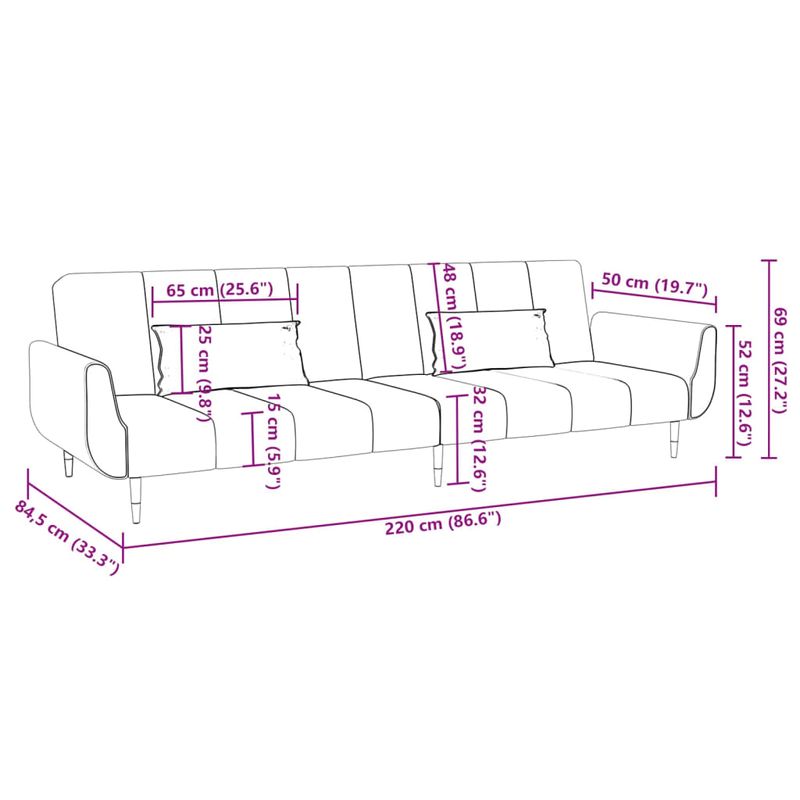 Casa si Gradina - Mobilier - Canapele si coltare - Canapele - Canapea extensibila cu 2 locuri, 2 perne, gri inchis, catifea - Infinity.ro