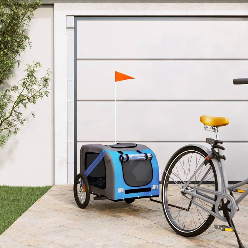 Petshop - Accesorii petshop - Culcusuri si custi - Genti si articole transport - Remorca bicicleta animale companie, albastru/gri, oxford/fier - Infinity.ro