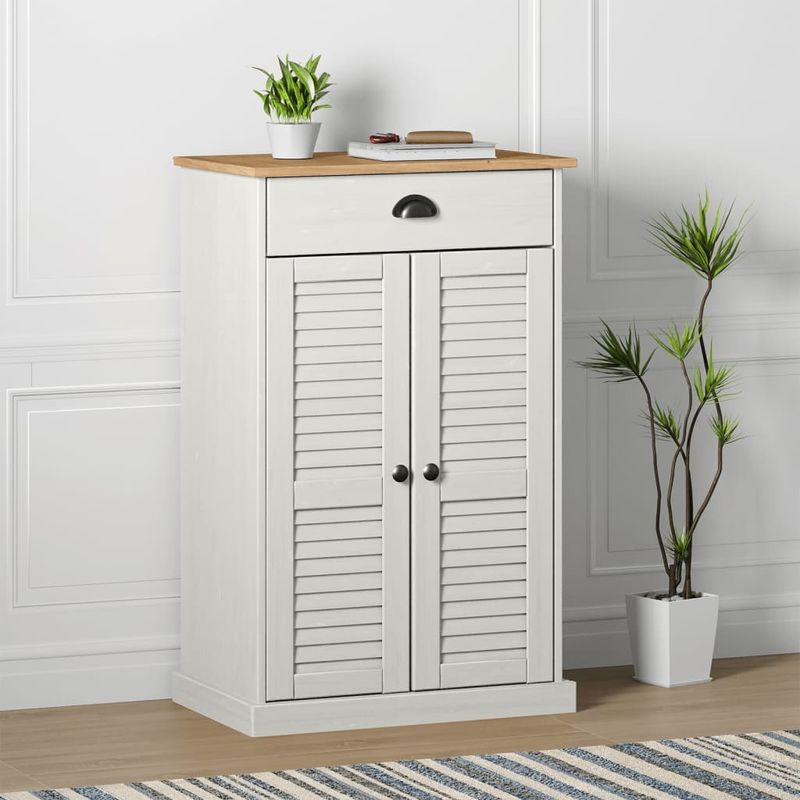 Casa si Gradina - Mobilier - Organizare si depozitare - Organizator incaltaminte - Dulap de pantofi VIGO, alb, 60x35x96 cm, lemn masiv de pin - Infinity.ro