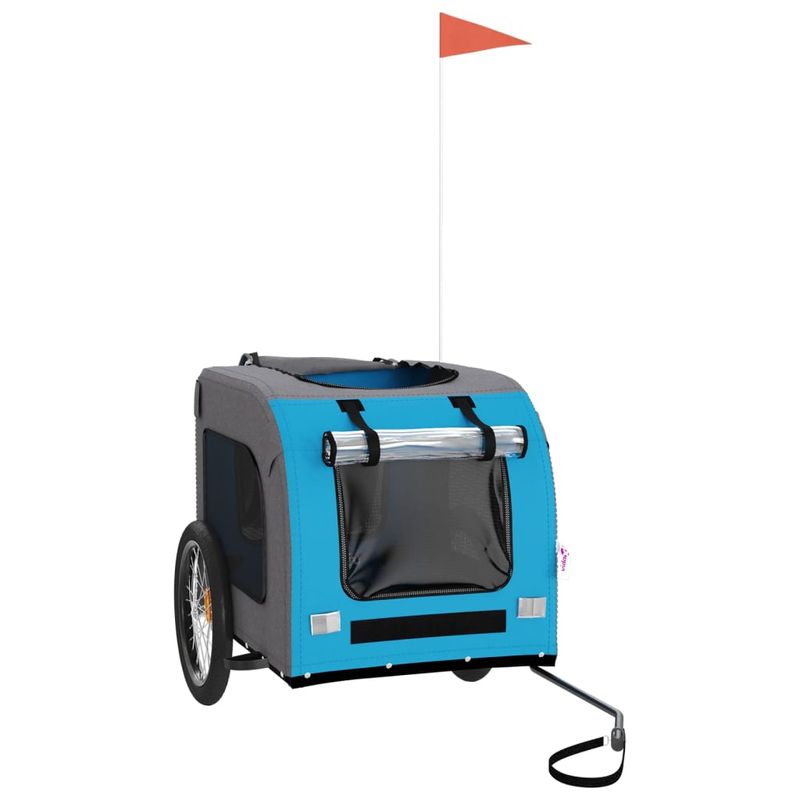 Petshop - Accesorii petshop - Culcusuri si custi - Genti si articole transport - Remorca bicicleta animale companie, albastru/gri, oxford/fier - Infinity.ro