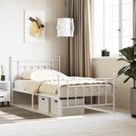 Casa si Gradina - Mobilier - Paturi si accesorii - Paturi - Cadru de pat metalic cu tablie de cap/picioare, alb, 107x203 cm - Infinity.ro