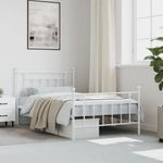 Casa si Gradina - Mobilier - Paturi si accesorii - Paturi - Cadru de pat metalic cu tablie de cap/picioare, alb, 107x203 cm - Infinity.ro