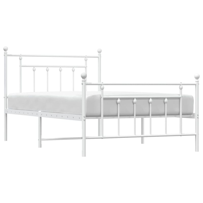 Casa si Gradina - Mobilier - Paturi si accesorii - Paturi - Cadru de pat metalic cu tablie de cap/picioare, alb, 107x203 cm - Infinity.ro