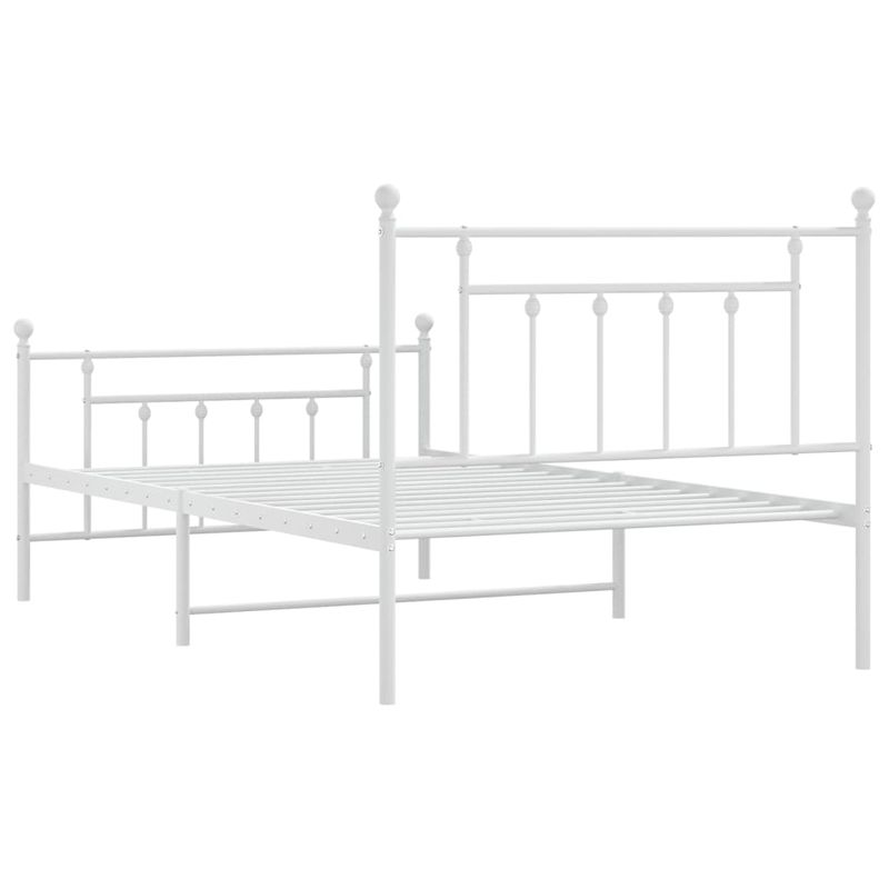 Casa si Gradina - Mobilier - Paturi si accesorii - Paturi - Cadru de pat metalic cu tablie de cap/picioare, alb, 107x203 cm - Infinity.ro