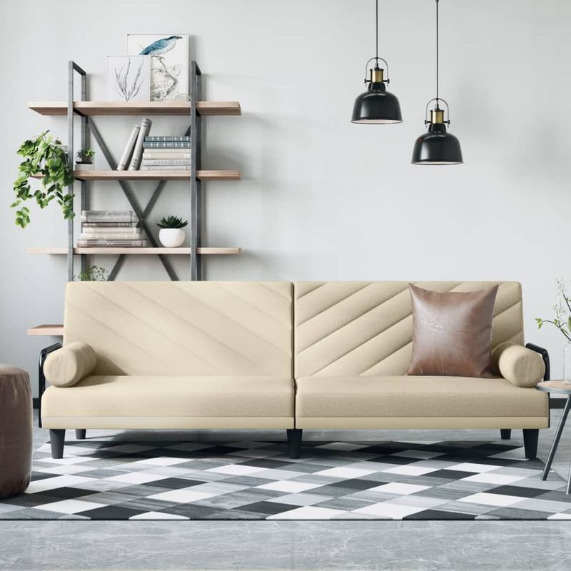 Casa si Gradina - Mobilier - Canapele si coltare - Canapele - Canapea extensibila cu cotiere, crem, material textil - Infinity.ro