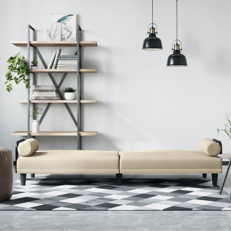Casa si Gradina - Mobilier - Canapele si coltare - Canapele - Canapea extensibila cu cotiere, crem, material textil - Infinity.ro