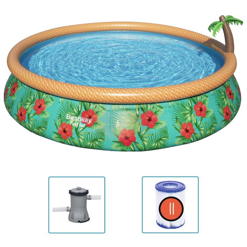 Casa si Gradina - Gradina si terasa - Piscine si accesorii - Piscine - Bestway Set de piscina gonflabila Fast Set Paradise Palms, 457x84 cm - Infinity.ro