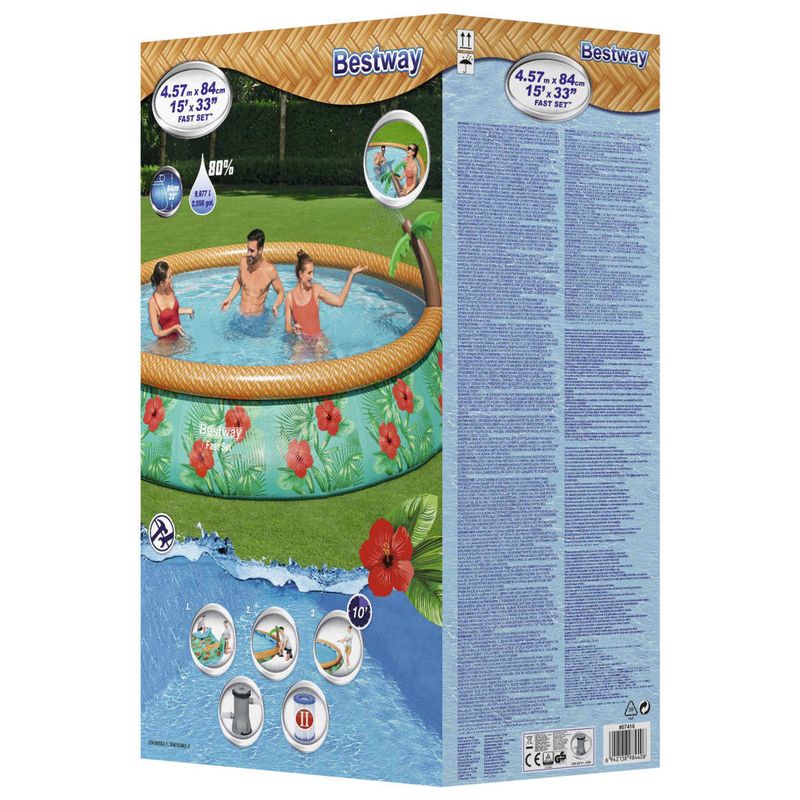 Casa si Gradina - Gradina si terasa - Piscine si accesorii - Piscine - Bestway Set de piscina gonflabila Fast Set Paradise Palms, 457x84 cm - Infinity.ro