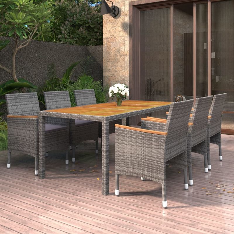 Casa si Gradina - Gradina si terasa - Mobilier exterior - Seturi mobila gradina - Set mobilier de gradina, 7 piese, gri, poliratan - Infinity.ro