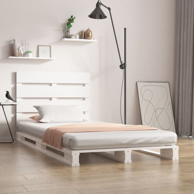 Casa si Gradina - Mobilier - Paturi si accesorii - Paturi - Cadru de pat Single, alb, 90x190 cm, lemn masiv de pin - Infinity.ro