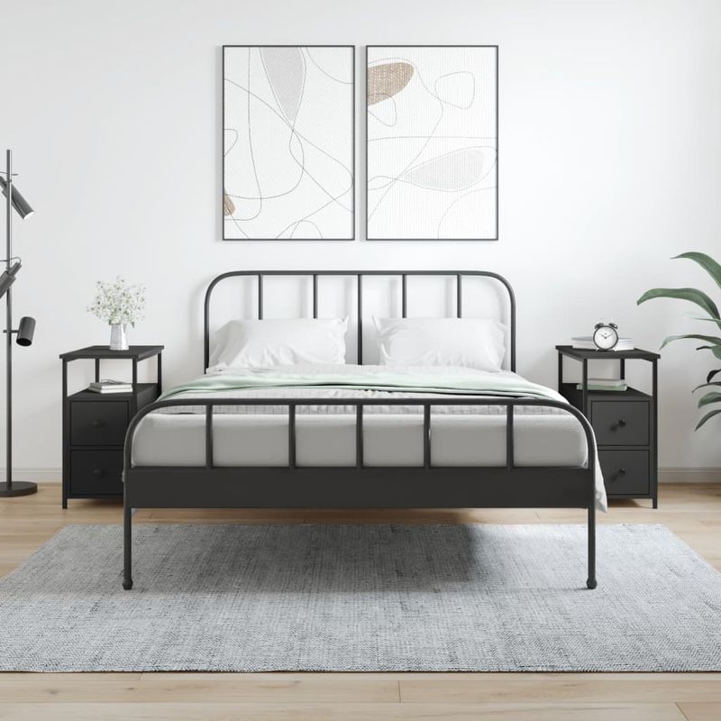 Casa si Gradina - Mobilier - Comode si corpuri - Noptiere - Noptiere, 2 buc., negru, 30x60x60 cm, lemn prelucrat - Infinity.ro