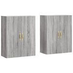 Casa si Gradina - Mobilier - Comode si corpuri - Comode - Dulapuri montate pe perete, 2 buc, gri sonoma, 69,5x34x90 cm, model auriu model frunză - Infinity.ro
