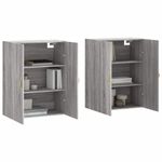 Casa si Gradina - Mobilier - Comode si corpuri - Comode - Dulapuri montate pe perete, 2 buc, gri sonoma, 69,5x34x90 cm, model auriu model frunză - Infinity.ro