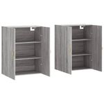 Casa si Gradina - Mobilier - Comode si corpuri - Comode - Dulapuri montate pe perete, 2 buc, gri sonoma, 69,5x34x90 cm, model auriu model frunză - Infinity.ro