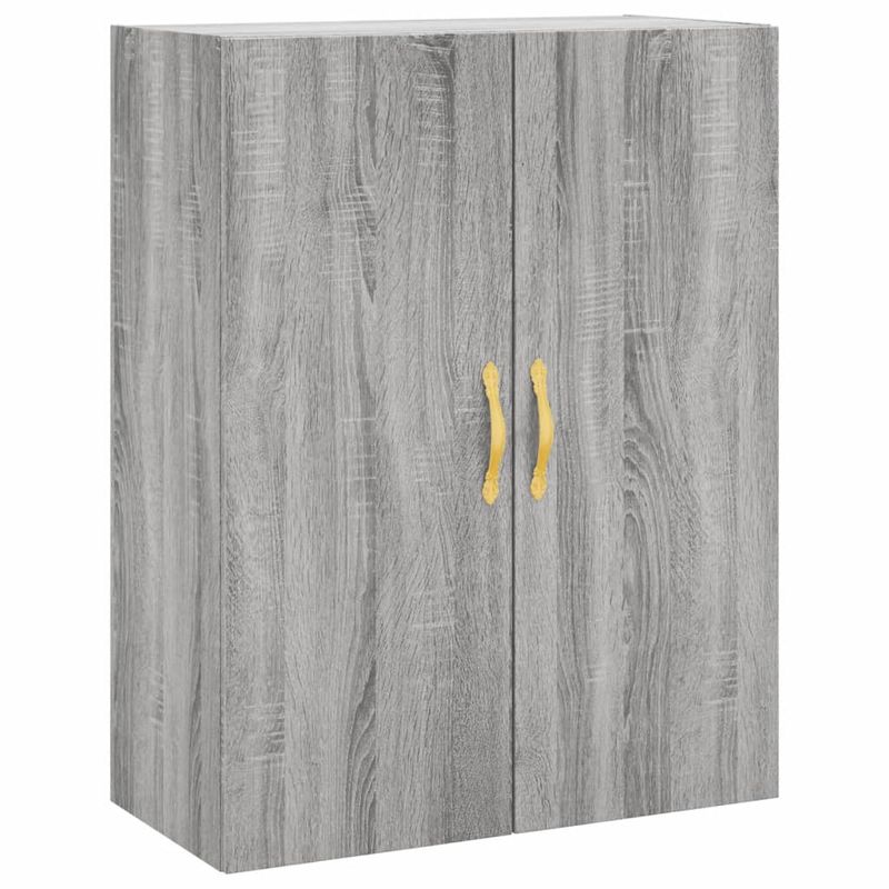 Casa si Gradina - Mobilier - Comode si corpuri - Comode - Dulapuri montate pe perete, 2 buc, gri sonoma, 69,5x34x90 cm, model auriu model frunză - Infinity.ro