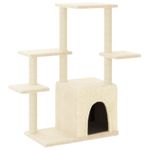 Petshop - Accesorii petshop - Jucarii animale - Ansambluri de joaca - Ansamblu de pisici cu stalpi din funie de sisal, crem, 97,5 cm - Infinity.ro