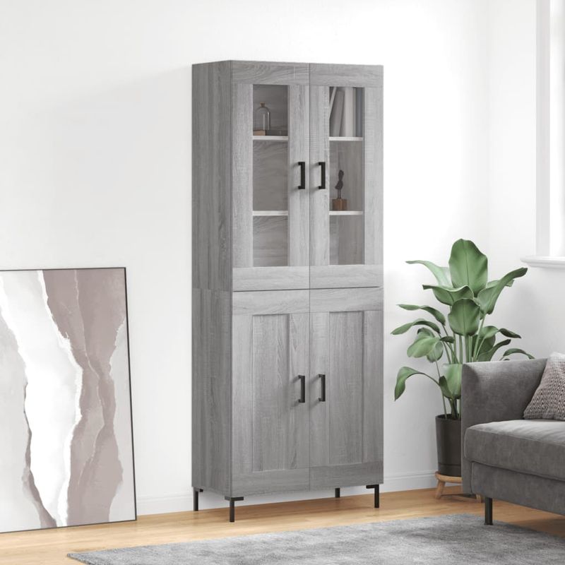Casa si Gradina - Mobilier - Comode si corpuri - Comode - Dulap inalt, gri sonoma, 69,5x34x180 cm, lemn compozit - Infinity.ro