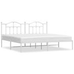 Casa si Gradina - Mobilier - Paturi si accesorii - Paturi - Cadru de pat metalic cu tablie, alb, 200x200 cm - Infinity.ro