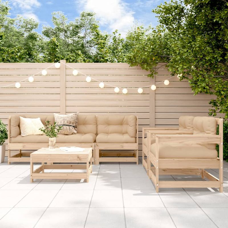 Casa si Gradina - Gradina si terasa - Mobilier exterior - Seturi mobila gradina - Set mobilier relaxare de gradina & perne 6 piese lemn masiv pin - Infinity.ro