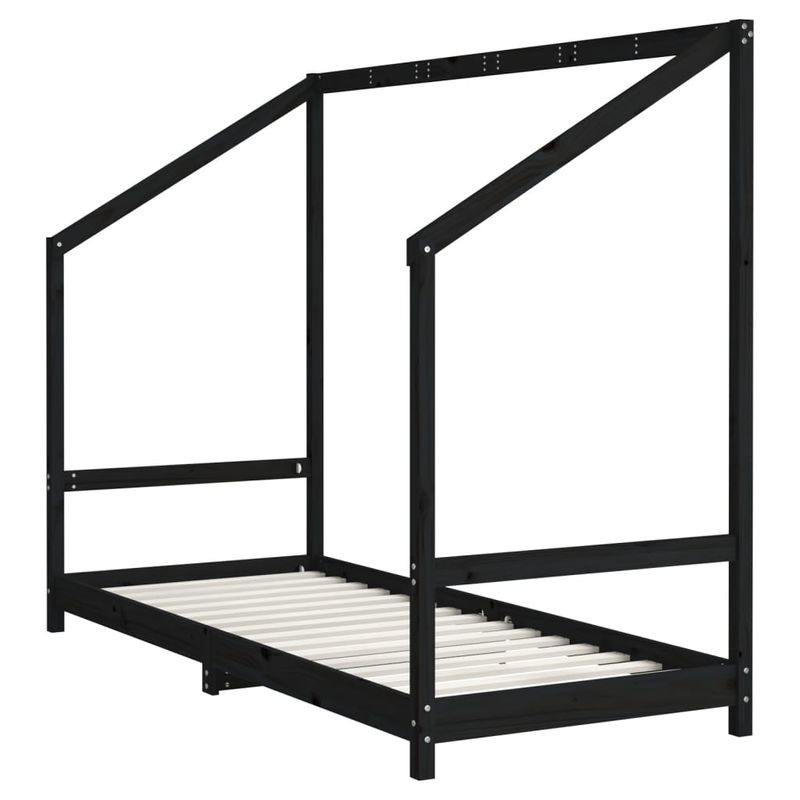 Casa si Gradina - Mobilier - Mobilier copii - Patuturi copii - Cadru de pat pentru copii, negru, 80x200 cm, lemn masiv de pin - Infinity.ro