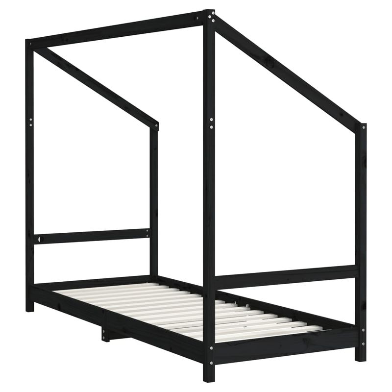 Casa si Gradina - Mobilier - Mobilier copii - Patuturi copii - Cadru de pat pentru copii, negru, 80x200 cm, lemn masiv de pin - Infinity.ro