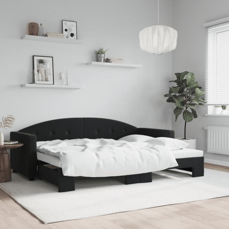 Casa si Gradina - Mobilier - Paturi si accesorii - Paturi - Pat de zi cu extensie, negru, 80x200 cm, catifea - Infinity.ro