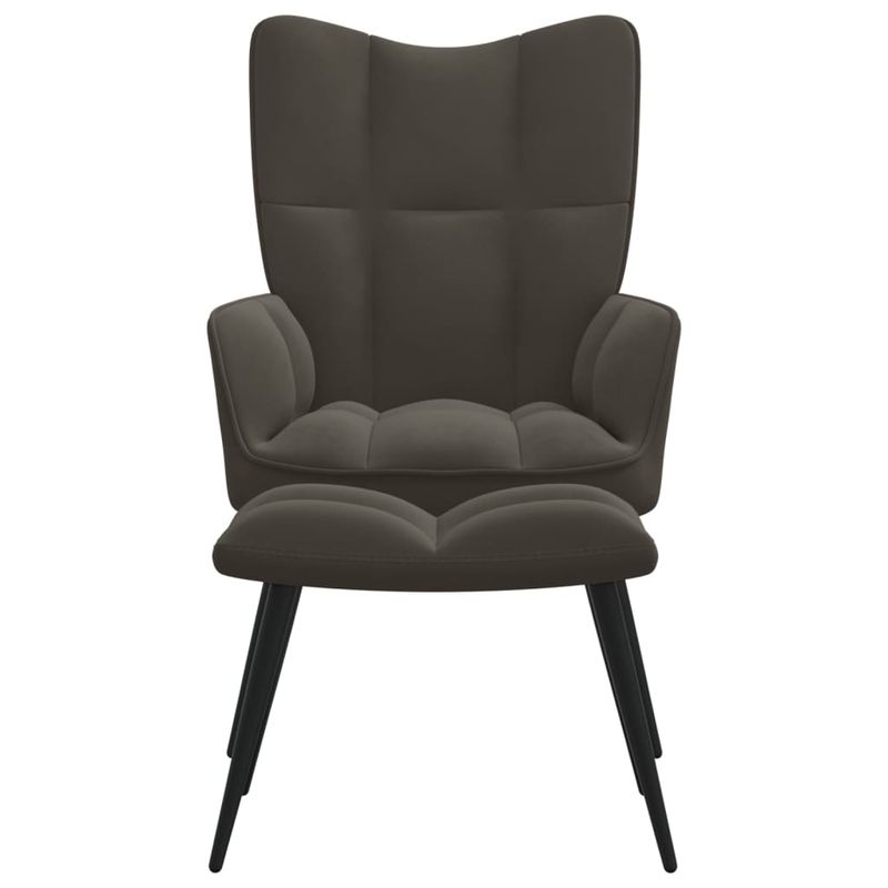Casa si Gradina - Mobilier - Scaune si fotolii - Fotolii - Fotoliu de relaxare cu taburet, gri inchis, catifea - Infinity.ro