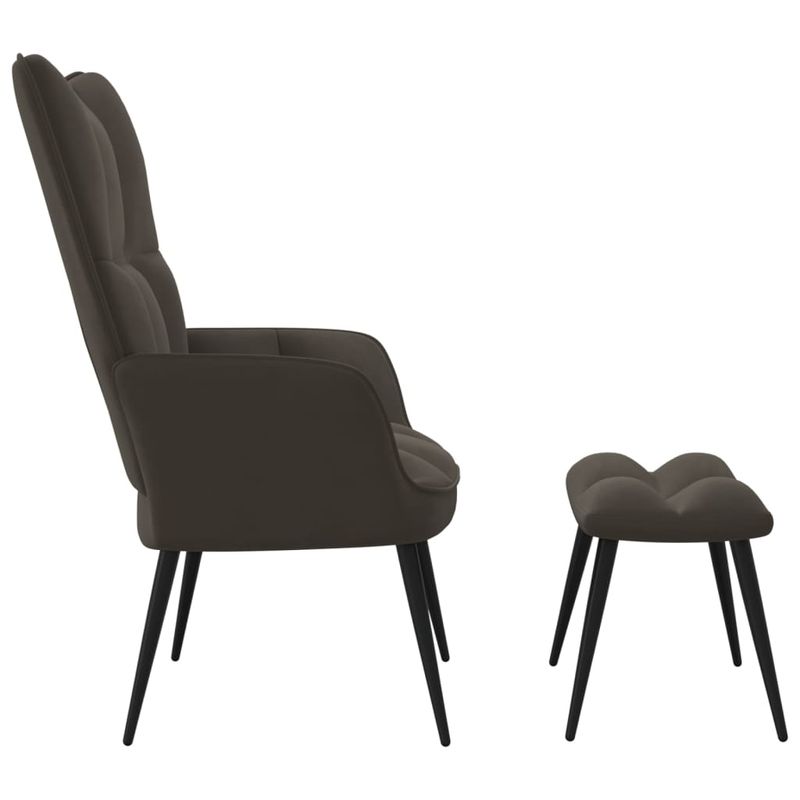 Casa si Gradina - Mobilier - Scaune si fotolii - Fotolii - Fotoliu de relaxare cu taburet, gri inchis, catifea - Infinity.ro
