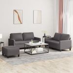 Casa si Gradina - Mobilier - Seturi de mobilier - Seturi living - Set de canapele cu perne, 3 piese, gri, piele ecologica - Infinity.ro