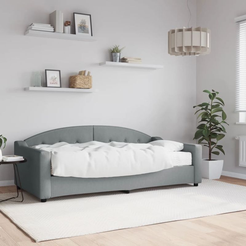 Casa si Gradina - Mobilier - Paturi si accesorii - Paturi - Pat de zi cu saltea, gri deschis, 90x190 cm, textil - Infinity.ro