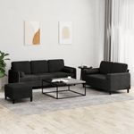 Casa si Gradina - Mobilier - Seturi de mobilier - Seturi living - Set de canapele cu perne, 3 piese, negru, catifea - Infinity.ro