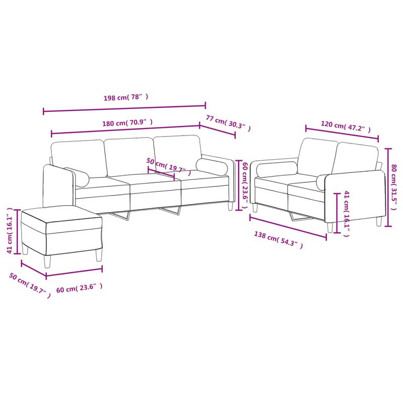 Casa si Gradina - Mobilier - Seturi de mobilier - Seturi living - Set de canapele cu perne, 3 piese, negru, catifea - Infinity.ro