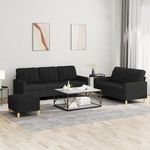 Casa si Gradina - Mobilier - Seturi de mobilier - Seturi living - Set de canapele cu perne, 3 piese, negru, textil - Infinity.ro