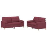 Casa si Gradina - Mobilier - Seturi de mobilier - Seturi living - Set canapea cu perne, 2 piese, rosu vin, material textil - Infinity.ro