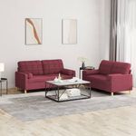 Casa si Gradina - Mobilier - Seturi de mobilier - Seturi living - Set canapea cu perne, 2 piese, rosu vin, material textil - Infinity.ro