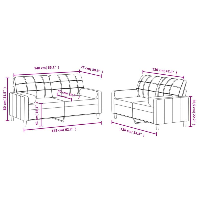Casa si Gradina - Mobilier - Seturi de mobilier - Seturi living - Set canapea cu perne, 2 piese, rosu vin, material textil - Infinity.ro