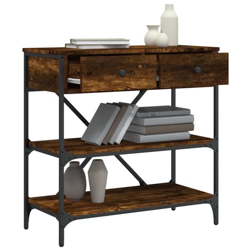 Casa si Gradina - Mobilier - Comode si corpuri - Console - Masa consola, stejar fumuriu, 75x34,5x75 cm, lemn prelucrat - Infinity.ro
