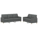 Casa si Gradina - Mobilier - Seturi de mobilier - Seturi living - Set de canapele cu perne, 2 piese, gri inchis, textil - Infinity.ro